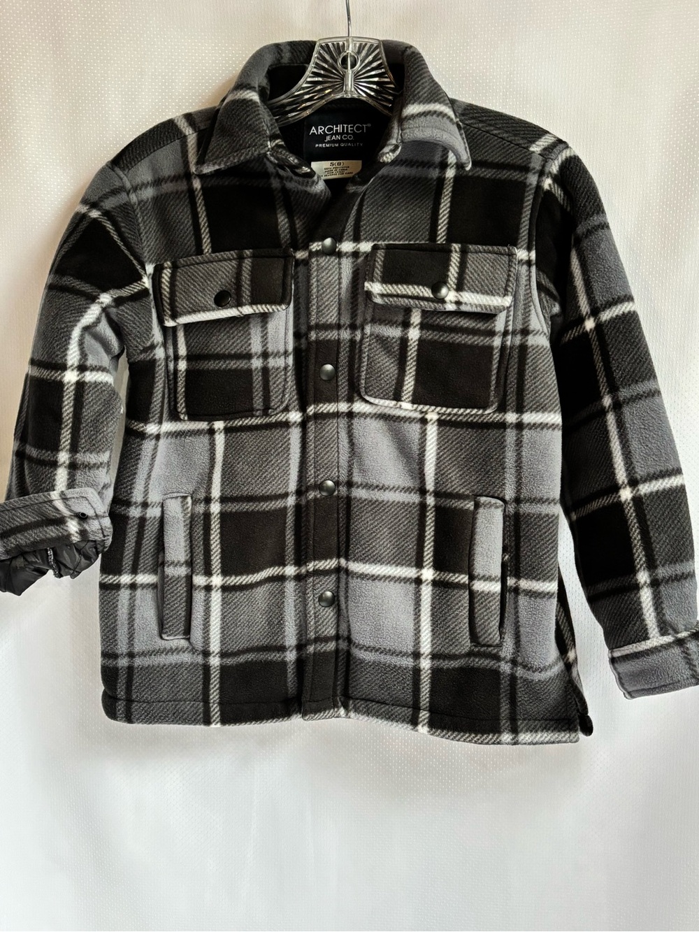 Architect Jean Co Boys Plaid Fleece Shirt Jacket Shacket Size 8 S